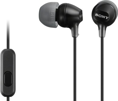 Photo of black Sony earbuds